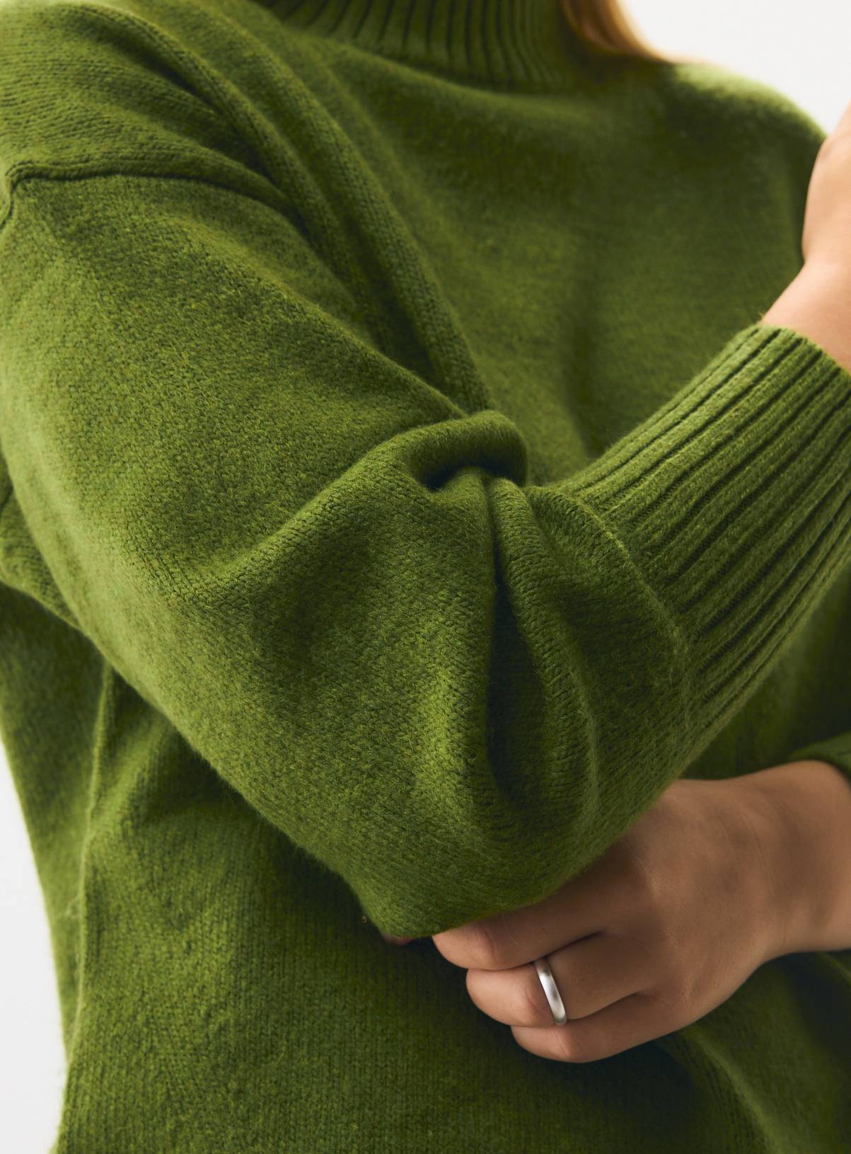 Dark Green High Neck Oversized Jumper S - Image 3